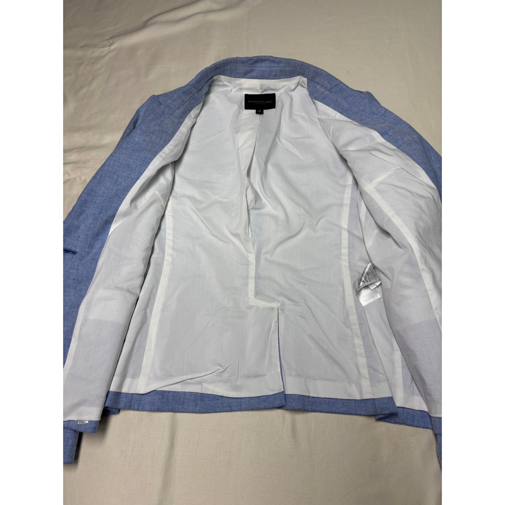 Banana Republic 2Pc Womens 10 W34 L27 Blue Linen Blend Classic Fit Blazer Jacket - Picture 5 of 16